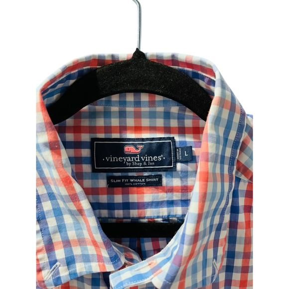 Vineyard Vines Slim Fit Whale Gingham Button Down Shirt Size Large Long Sleeve - Picture 2 of 5